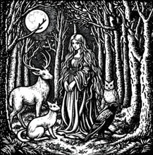 Load image into Gallery viewer, A Girl & Her Forest Friends |  Unisex Hoodie