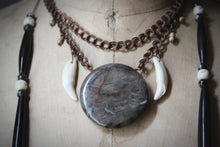 Load image into Gallery viewer, Season of the Witch, Pt.I | Drawing Down the Moon. Jasper, Horn & Coyote Tooth Necklace.