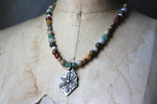 Load image into Gallery viewer, Bloodroot Season | Colonies. Gemstone & Artisan Pewter Necklace.
