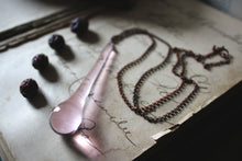 Load image into Gallery viewer, Rosewater. Vintage Chandelier Glass Drop & Copper Necklace.