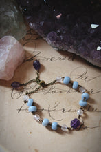 Load image into Gallery viewer, Violet Skies | Dayspring. Antiqued Brass & Gemstone Bracelet.