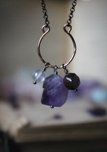 Load image into Gallery viewer, Violet Skies | Trilogy. Choice of Gemstone Cluster Necklace.