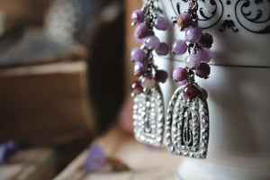 Violet Skies | Lupine Season. Artisan Pewter & Gemstone Earrings.