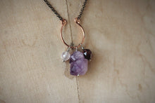 Load image into Gallery viewer, Violet Skies | Trilogy. Choice of Gemstone Cluster Necklace.