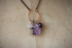 Violet Skies | Trilogy. Choice of Gemstone Cluster Necklace.