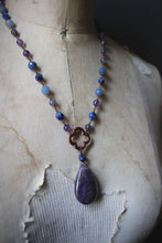 Load image into Gallery viewer, Violet Skies | Luck-wearer. Antiqued Copper & Gemstone Necklace.