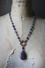 Load image into Gallery viewer, Violet Skies | Luck-wearer. Antiqued Copper & Gemstone Necklace.