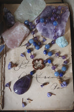 Load image into Gallery viewer, Violet Skies | Luck-wearer. Antiqued Copper & Gemstone Necklace.