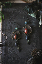 Load image into Gallery viewer, The Forest Haunt  | Enderi. Antiqued Brass & Gemstone Earrings.