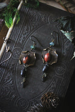 Load image into Gallery viewer, The Forest Haunt  | Enderi. Antiqued Brass & Gemstone Earrings.