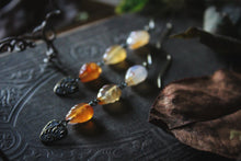 Load image into Gallery viewer, The Forest Haunt  | Golden Elm. Linear Carved Carnelian Earrings.