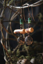 Load image into Gallery viewer, The Forest Haunt  | Wood Wife. Antiqued Copper, Wood & Stone Earrings.