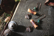 Load image into Gallery viewer, The Forest Haunt  | Wood Wife. Antiqued Copper, Wood & Stone Earrings.
