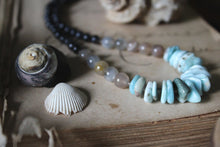 Load image into Gallery viewer, Sea's Rapture | Estuary. Hand-strung Beaded Larimar Necklace.