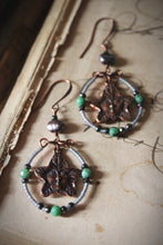 Load image into Gallery viewer, Greenfolk |  Gemstone & Glass Bead Hoop Charm Earrings.