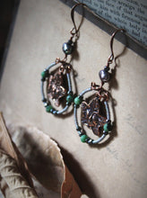 Load image into Gallery viewer, Greenfolk |  Gemstone & Glass Bead Hoop Charm Earrings.