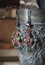 Load image into Gallery viewer, Greenfolk |  Gemstone & Glass Bead Hoop Charm Earrings.