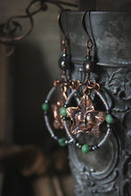 Load image into Gallery viewer, Greenfolk |  Gemstone & Glass Bead Hoop Charm Earrings.