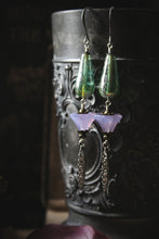 Load image into Gallery viewer, The Neon Garden | Shooting Star. Rhinestone & Artisan Glass Earrings.