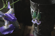 Load image into Gallery viewer, The Neon Garden | Shooting Star. Rhinestone & Artisan Glass Earrings.