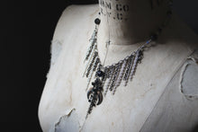 Load image into Gallery viewer, The Neon Garden | Bat Orchid. Chain Fringe & Crescent Moon Necklace.