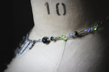 Load image into Gallery viewer, The Neon Garden | Bat Orchid. Chain Fringe & Crescent Moon Necklace.