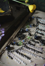 Load image into Gallery viewer, The Neon Garden | Bat Orchid. Chain Fringe & Crescent Moon Necklace.