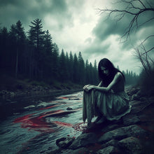 Load image into Gallery viewer, The Washerwoman. Storyteller Series. FIRST EDITION. Unisex Hand Crocheted Chunky Scarf.