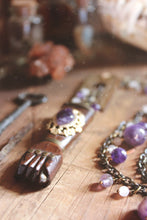 Load image into Gallery viewer, Tidings Curiosity Shoppe. Storyteller Series. Antique Escutcheon & Figa Statement Necklace.