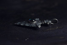 Load image into Gallery viewer, Vintage Pewter Arrowhead & Glass Cabochon Pendant.