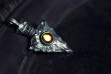 Load image into Gallery viewer, Vintage Pewter Arrowhead & Glass Cabochon Pendant.