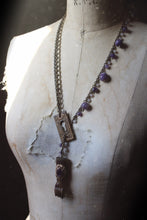 Load image into Gallery viewer, Tidings Curiosity Shoppe. Storyteller Series. Antique Escutcheon & Figa Statement Necklace.