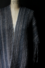 Load image into Gallery viewer, Rustic Hand Crocheted Fringed Cloak . wild & willow Collection. "Direwolf".