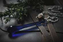 Load image into Gallery viewer, A Winter's Night |  Winter's Dram. Antiqued Silver & Vintage Glass Necklace.