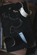 Load image into Gallery viewer, Howling. White Agate & Gunmetal Pendant Necklace.