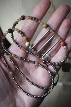 Load image into Gallery viewer, November's Eve. Hand-strung Long Beaded Pendant Necklace.