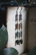 Load image into Gallery viewer, The Sacred Grove | Storyteller Series. Sacred Grove Earrings, No.2  Hand-beaded Linear Drop Earrings.