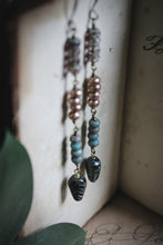 Load image into Gallery viewer, The Sacred Grove | Storyteller Series. Sacred Grove Earrings, No.2  Hand-beaded Linear Drop Earrings.