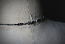 Load image into Gallery viewer, The Night Sky Collection | Orion's Belt. Blue Goldstone & Glass Beaded Necklace.