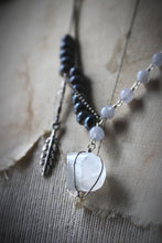 Load image into Gallery viewer, The Crystal Forest | Frosted Plume. Gemstone & Ceramic Necklace.