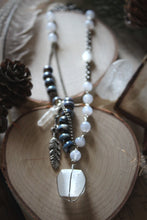 Load image into Gallery viewer, The Crystal Forest | Frosted Plume. Gemstone & Ceramic Necklace.