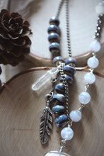 Load image into Gallery viewer, The Crystal Forest | Frosted Plume. Gemstone & Ceramic Necklace.