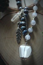 Load image into Gallery viewer, The Crystal Forest | Frosted Plume. Gemstone & Ceramic Necklace.