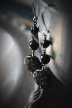 Load image into Gallery viewer, The Night Sky Collection | Dark of the Night. Blue Goldstone & Vintage Acrylic Earrings.