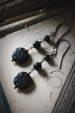 Load image into Gallery viewer, The Night Sky Collection | Dark of the Night. Blue Goldstone & Vintage Acrylic Earrings.
