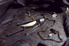 Load image into Gallery viewer, Erebus Holt | No.2. Storyteller Series. Antiqued Brass, Antique Nail & Moonstone Necklace.