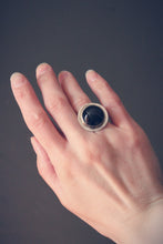 Load image into Gallery viewer, Vintage Artisan Tourmalinated Quartz & Sterling Silver Ring.