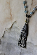 Load image into Gallery viewer, Temple of the Longest Night. Storyteller Series. Artisan Pewter & Aquamarine Necklace.