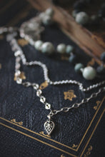 Load image into Gallery viewer, Moss & Moth Wings | Luna Moth. Asymmetrical Gemstone Necklace.