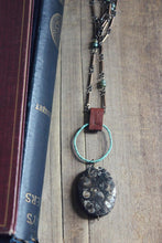 Load image into Gallery viewer, Shoal. Artisan Antique Brass, Glass Bead, Leather & Turtella Necklace.